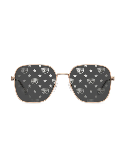 Shop Chiara Ferragni Women's 57mm Square Sunglasses In Gold