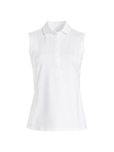 Shop Zero Restriction Women's Tae Sleeveless Polo Top In White