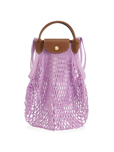 Shop Longchamp Women's Le Pliage Filet Knit Bag In Lilac