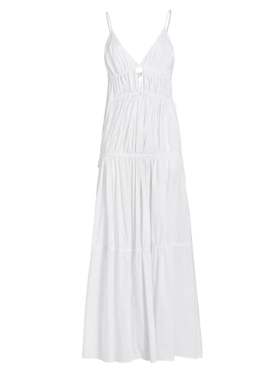 Shop Jonathan Simkhai Women's April Tiered Gathered Maxi Dress In White