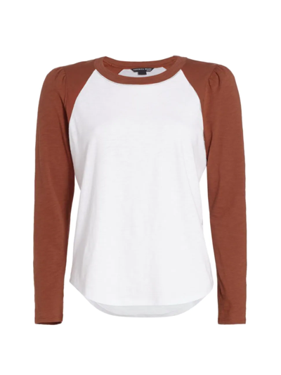 Shop Veronica Beard Women's Mason Baseball T-shirt In White Nutmeg