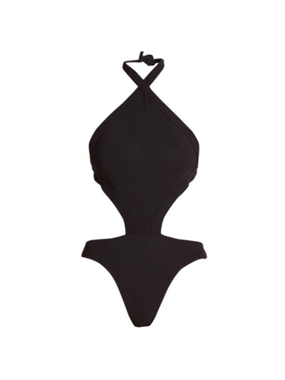 Shop Alaïa Women's Trikini One-piece Swimsuit In Noir
