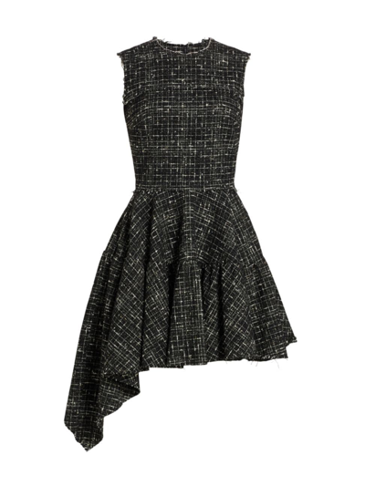 Shop Jason Wu Collection Women's Tweed Asymmetric Minidress In Black