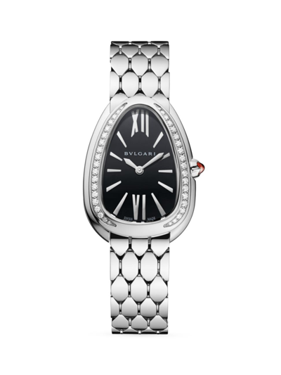 Shop Bvlgari Women's Serpenti Seduttori Stainless Steel & Diamond Bracelet Watch