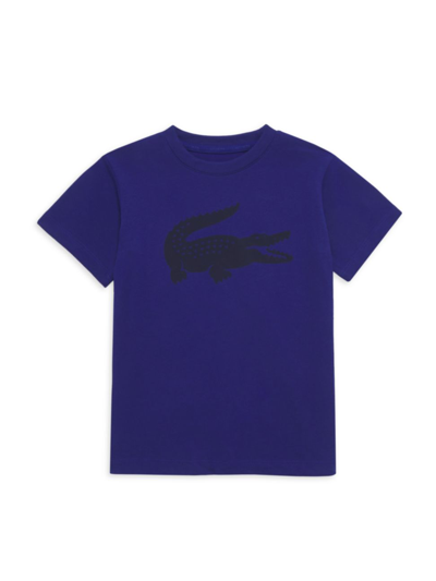 Shop Lacoste Little Boy's & Boy's Crocodile Print Tee In Blue