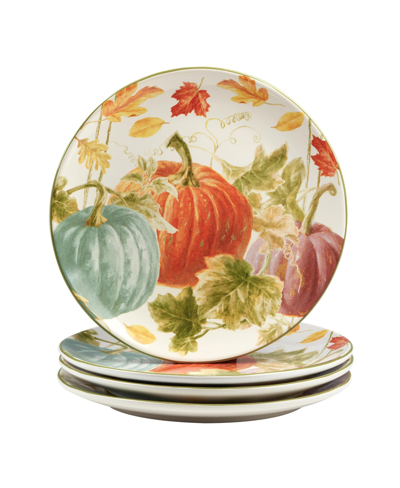 Certified International Autumn Harvest Set Of 4 Dinner Plates In Orange