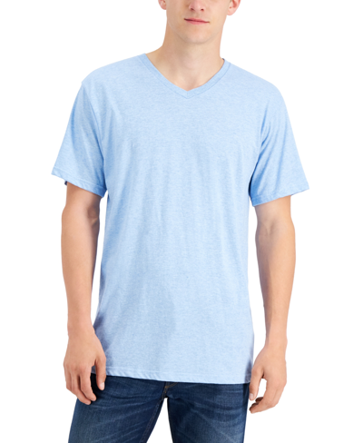 Shop Alfani Men's V-neck T-shirt, Created For Macy's In Ocean Heather