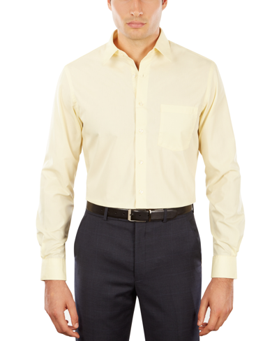 Shop Van Heusen Men's Athletic Fit Poplin Dress Shirt In Lemon Glaze