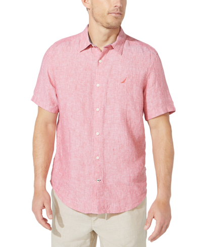 Shop Nautica Men's Classic-fit Solid Linen Short-sleeve Shirt In Atlantis Green