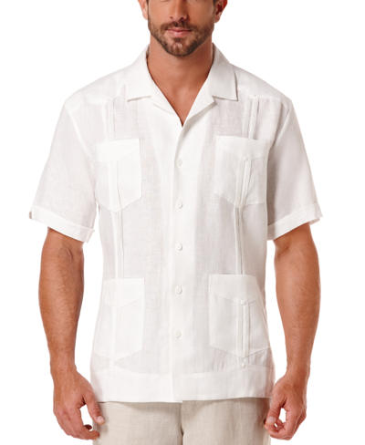 Shop Cubavera Men's Big & Tall Short-sleeve 4-pocket 100% Linen Guayabera Shirt In Bright White