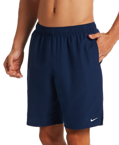 Shop Nike Men's Essential Lap Solid 9" Swim Trunks In White