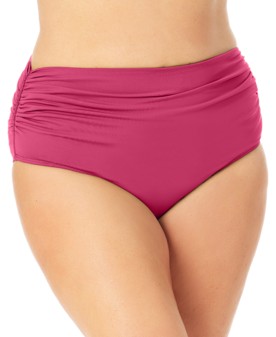 Shop Anne Cole Plus Size High-waist Bikini Bottoms Women's Swimsuit In Berry Purple