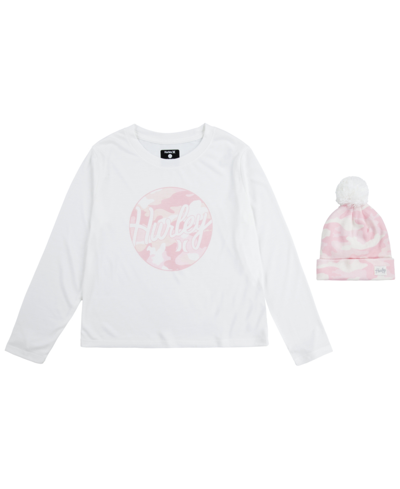 Shop Hurley Big Girls T-shirt With Beanie In Sail