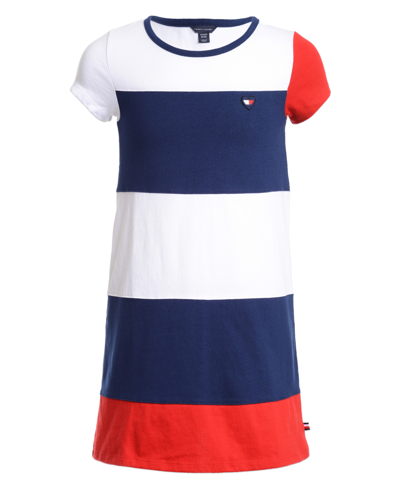 Shop Tommy Hilfiger Little Girls Colorblock Jersey Dress In Navy