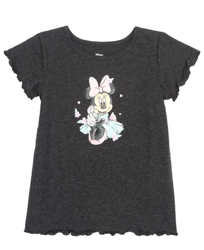 Shop Disney Toddler Girls Minnie Mouse Lettuce Edge T-shirt In Charcoal Heather