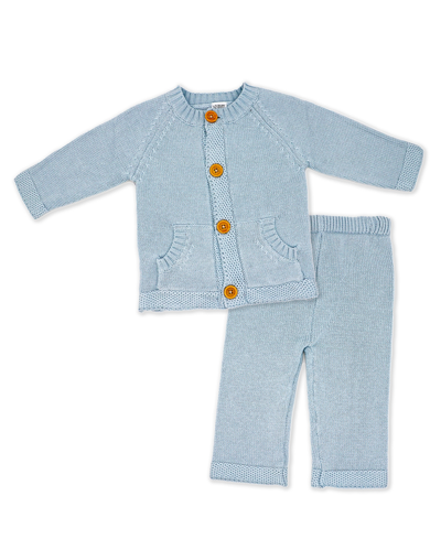 Shop Baby Mode Signature Baby Boys Or Baby Girls Knit Sweater And Pant, 2 Piece Set In Blue