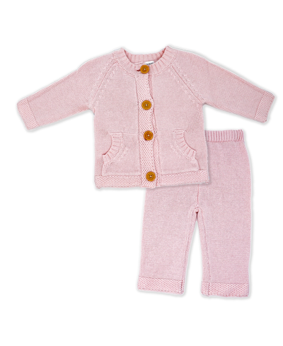 Shop Baby Mode Signature Baby Boys Or Baby Girls Knit Sweater And Pant, 2 Piece Set In Pink