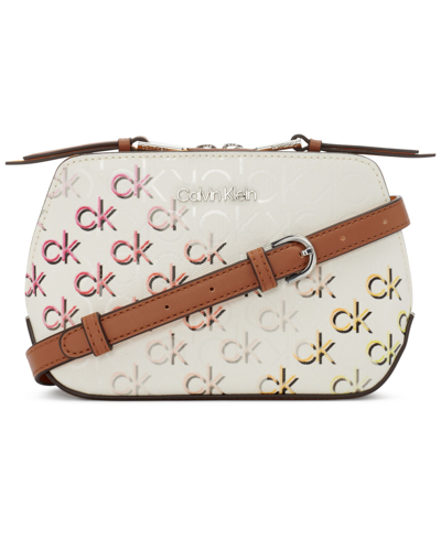 Shop Calvin Klein Women's Lucy Crossbody Bag In White/multi