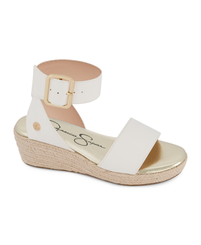 Shop Jessica Simpson Little And Big Girls Asha Cuff Wedge Open Toe Sandals In White