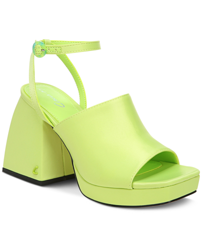 Shop Circus By Sam Edelman Miranda Two-piece Platform Sandals Women's Shoes In Wasabi Green Satin