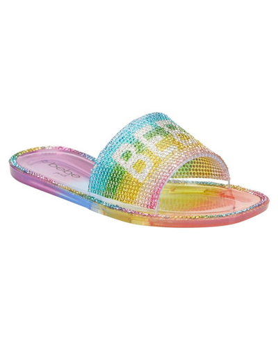 Shop Bebe Big Girls Casual Jelly Slide Sandals In Rainbow Multi