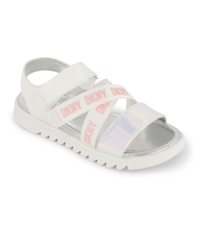 Shop Dkny Big Girls Flat Sandals In White