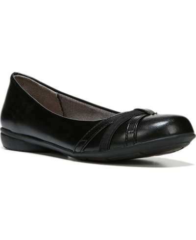 Shop Lifestride Abigail Flats In Black Smooth Faux Leather