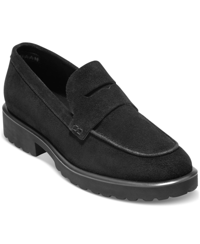 Shop Cole Haan Women's Geneva Loafers In Black Suede