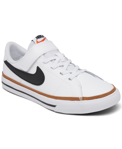 Shop Nike Little Boys Court Legacy Stay-put Closure Casual Sneakers From Finish Line In White/black