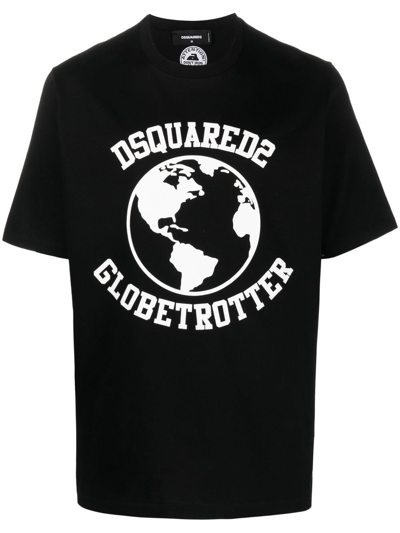 Shop Dsquared2 Globetrotter Slouch T-shirt In Black