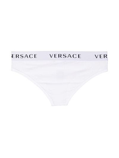 Shop Versace Slip Con Logo In White
