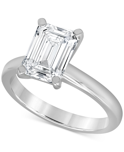 Badgley Mischka Certified Lab Grown Diamond Radiant-cut Solitaire Engagement Ring (3 Ct. T.w.) In 14k Gold In White Gold