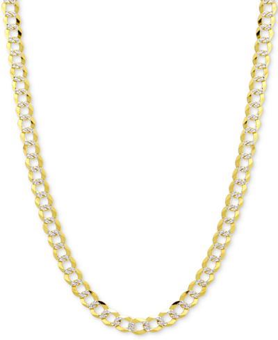 Shop Italian Gold 26" Two-tone Open Curb Chain Necklace In Solid 14k Gold & White Gold