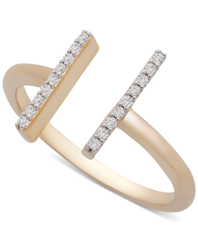 Shop Wrapped Diamond Bar Cuff Ring (1/10 Ct. T.w.) In 14k Gold, Created For Macy's In Yellow Gold