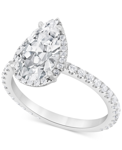 Shop Badgley Mischka Certified Lab Grown Diamond Pear-cut Halo Engagement Ring (2-1/2 Ct. T.w.) In 14k Gold In White Gold