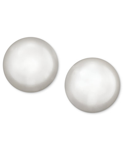 Shop Belle De Mer Pearl Earrings, 14k Gold Akoya Cultured Pearl Stud Earrings (7mm) In White