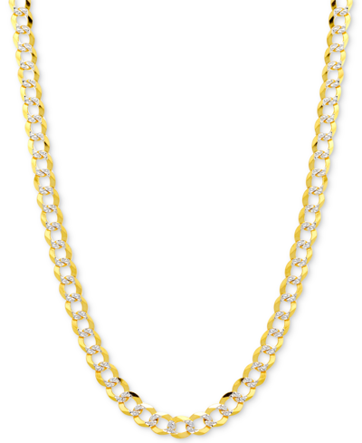 Italian Gold 26" Two-tone Open Curb Link Chain Necklace (3-1/6mm) In Solid 14k Gold & White Gold In Two-tone