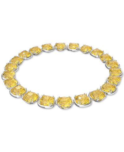 Shop Swarovski Silver-tone Yellow Cushion-cut Crystal 14-1/8" Choker Necklace