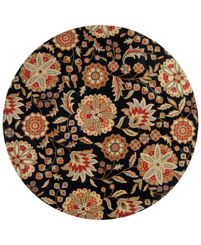 Surya Athena Ath-5017 Black 8' Round Area Rug In Black
