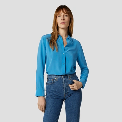 Shop Equipment Leema Silk Shirt In Mediterranean Blue