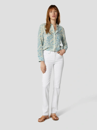 Shop Equipment Leema Silk Shirt With Pocket In Mediterranean Blue Multi