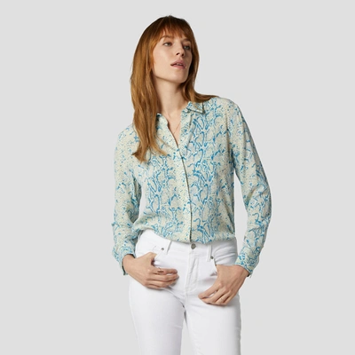 Shop Equipment Leema Silk Shirt With Pocket In Mediterranean Blue Multi