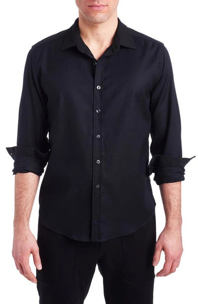 Shop Pino By Pinoporte Byron Long Sleeve Button Front Shirt In Black