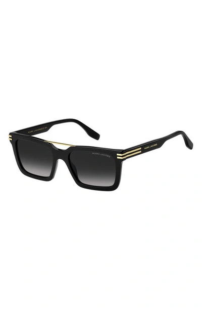 Shop Marc Jacobs 54mm Gradient Rectangular Sunglasses In Black / Grey Shaded