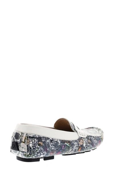 Robert Graham Robbie Patterned Leather Penny Loafer In White