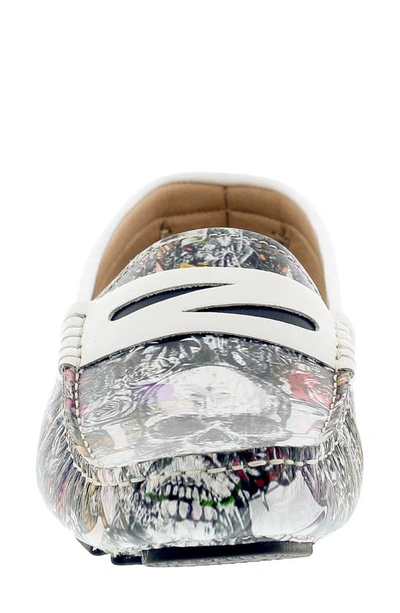 Robert Graham Robbie Patterned Leather Penny Loafer In White