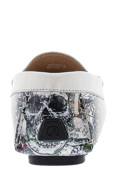 Robert Graham Robbie Patterned Leather Penny Loafer In White