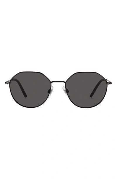 Shop Dolce & Gabbana Phantos 54mm Round Sunglasses In Matte Black/ Dark Grey