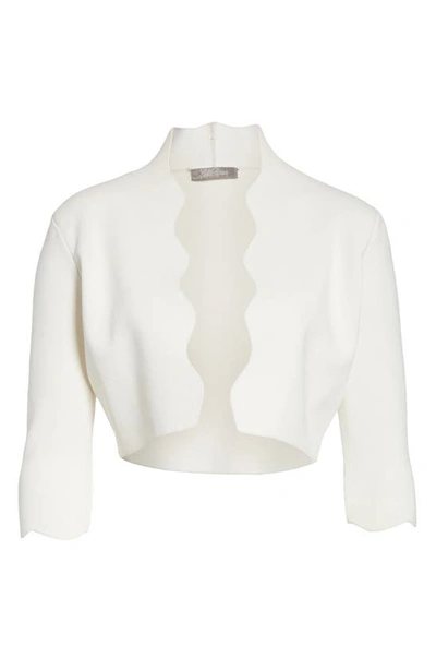 Shop Lela Rose Scallop Trim Knit Bolero In White