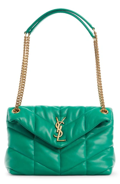 Shop Saint Laurent Medium Loulou Puffer Quilted Leather Crossbody Bag In New Vert Praire